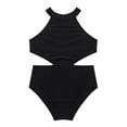 thumbnail image 4 of iEFiEL Girls Cutout Back Ballet Gymnastics Leotard Halter Jazz Modern Dance Costume Leotard Black 5, 4 of 7
