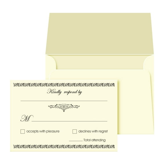 Tarjetas de devolución de boda RSVP con impresión superfina en forma de S de 4 x 6 cm con sobres