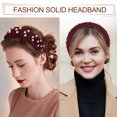 thumbnail image 2 of Unique Bargains Fluffy Fuzzy Headband Solid Color Hair Band for Women Faux Pearl Hair Bands Fuzzy Hair Hoop Wine Red, 2 of 7