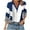 Navy, variant on Hvobtty Women 3/4 Sleeve Casual Shirt, Women's Color Matching T-shirt V-neck Lapel 3/4 Sleeve