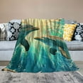 thumbnail image 2 of PRATYUS Two Dolphins Blanket Smooth Soft Pattern Print Throw Blanket for Sofa Chair Bed Office Twin 40x50in, 2 of 6