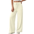 thumbnail image 7 of Nkmbld Women Linen Pants Wide Leg Drawstring Waist Pant Casual Summer Lounge with Pockets, 7 of 7