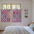 thumbnail image 3 of Vintage Middle Century Kitchen Curtains 45 Inch Length, Abstract Bohemia Style Aztec Pink Tiers Curtains for Bathroom Bedroom Cafe, Light Filtering Small Window Treatment Drapes 2 Panels 42"Wx45"L, 3 of 8