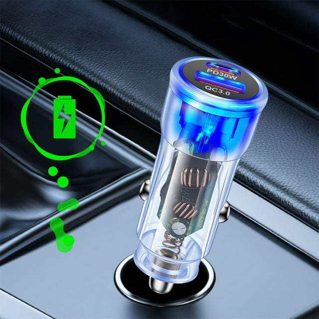 Blateno 48W USB+PD Car Charger USB C Fast Charging, Retractable Car Charger with Retractable Cords, Phone Charger for iPhone and Android
