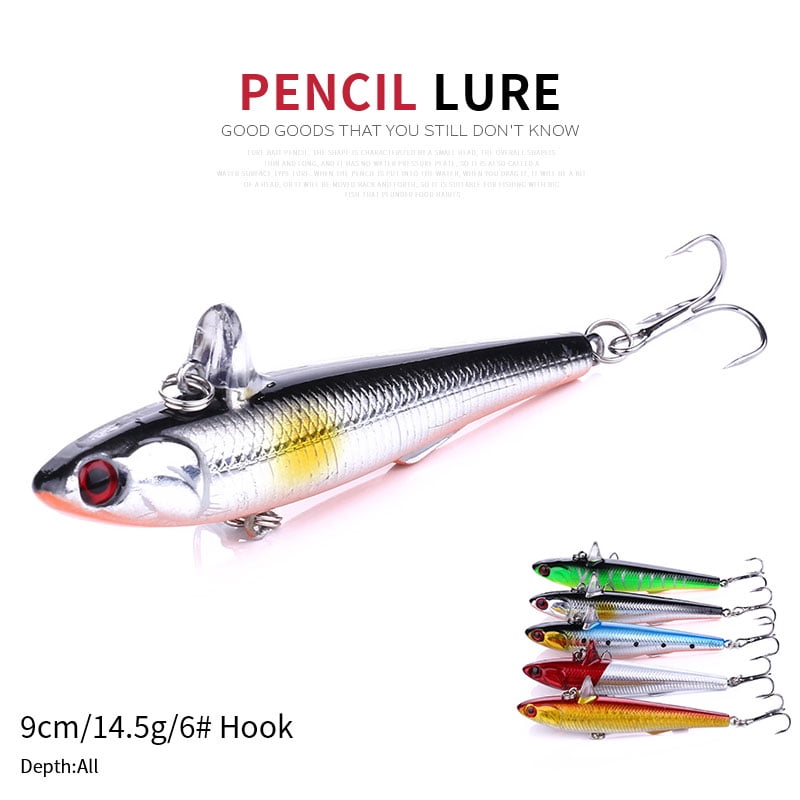 HENGJIA Fishing Lures, Pencil Plopper Fishing Lures for Bass Trout Perch, Sinking Fishing Lure with Deep Diving Minnow Pencil Popper Bass Bait for Freshwater or Saltwater