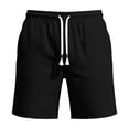 thumbnail image 5 of Men's Casual Summer Shorts Elastic Waist Drawstring Lightweight Cotton Linen Beach Lounge Wear with Side Pockets Comfortable Everyday Relaxed Fit Bottoms, 5 of 6