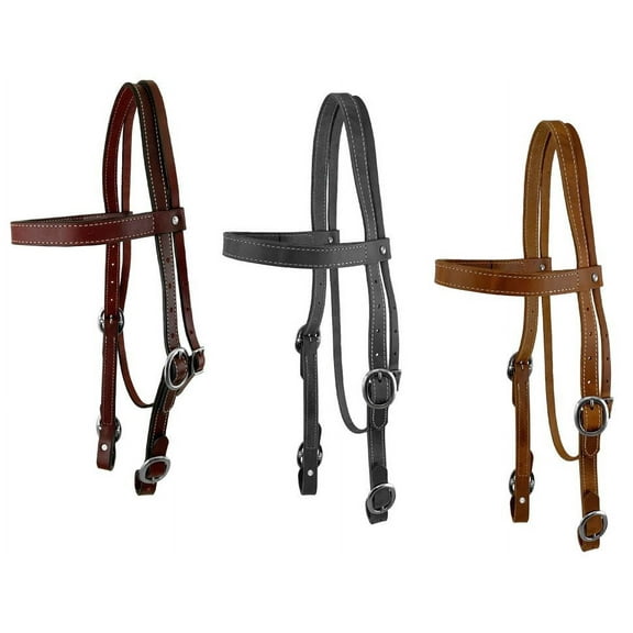 Showman Argentina Cow Leather Draft Horse Size Browband Headstall (Black)