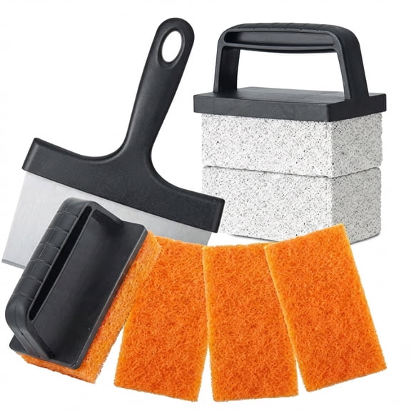 Griddle Cleaning Kit Compatible with Blackstone - Flat Top Grill Cleaner Grill Cleaning Kit with Grill Brick, Griddle Scraper & Grill Brush, Griddle Seasoning Accessories Kit to Remove Stain