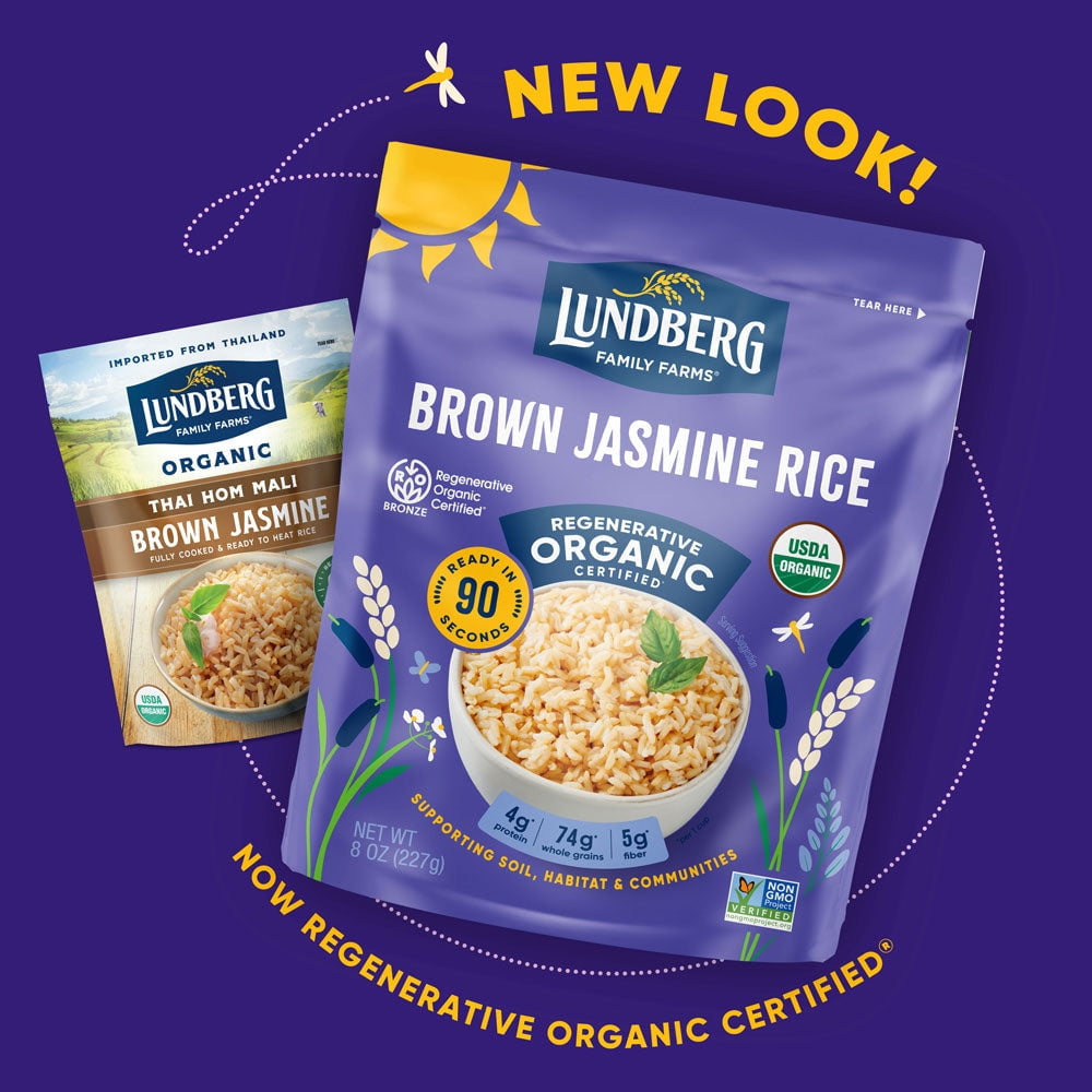 Pack of 6, Lundberg Regenerative Organic Certified® Brown Jasmine Rice, 8 oz