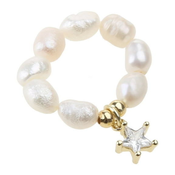 YIEMEEN Fashion Jewelry Stretch Ring Sweet Korean Temperament Simlated Pearls Gold Color