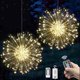 thumbnail image 1 of Guirnalda de luces de fuegos artificiales de 2 piezas, 180 LED, funciona con pilas, decorativa, impermeable, con control remoto, 8 modos para decoración navideña de jardín, luz cálida., 1 of 5
