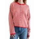 thumbnail image 1 of Suéter Tipo Cárdigan Informal de Cuello Redondo para Mujer, con Frente Abierto, Mangas Largas Onduladas, Tejido Corto Rojo M, 1 of 8