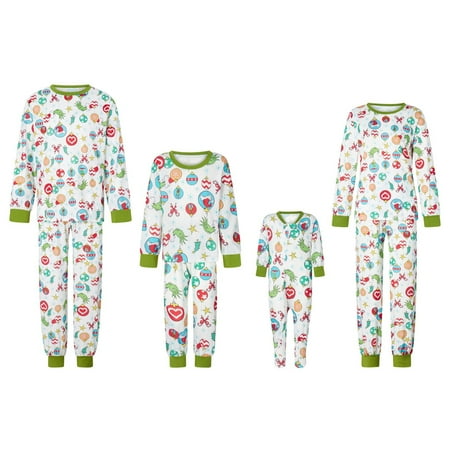 

Cyinyin Christmas Pjs Christmas Prints Family Matching Long Sleeve Tops+Pants Set Family Matching Sets Grinch Pjs