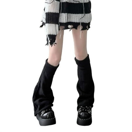 

Musuos Women Girls Japanese Style Leg Warmer Kawaii Knit Boot Socks Striped Gothic Crochet Ankle Heap Sock
