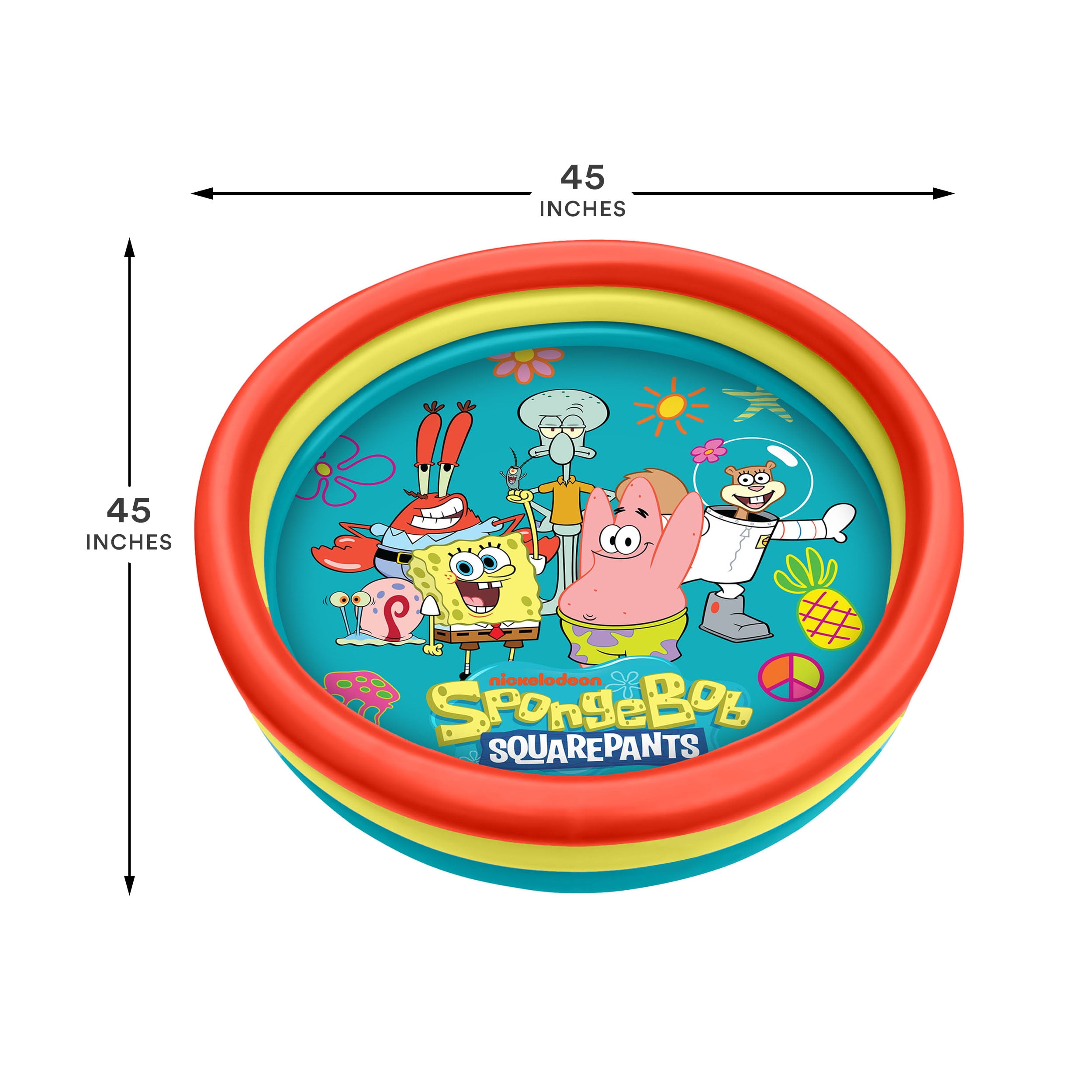SpongeBob SquarePants 3-Ring Inflatable Swimming Pool, Portable Pool for Outdoor/Indoor Play, for Kids Ages 3+