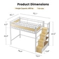 thumbnail image 4 of Soges Twin Size Metal Loft Bed with Storage Stairs&Shelves, Modern Metal Loft Bed Frame With Large Under-Bed Space for Bed Room, No Box Spring Needed, White, 4 of 13