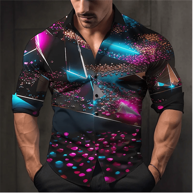 Camisa de lujo camisa casual cómoda camisa hawaiana de verano camisa de manga larga con solapa diseño de botones de moda transpirable