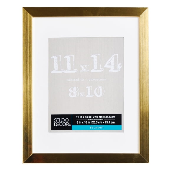Studio Decor 11" x 14" Belmont Picture Frame with Mat - Pre-attached Hanging Hardware, Horizontal or Vertical - MDF, Gold, Bulk 8 Pack