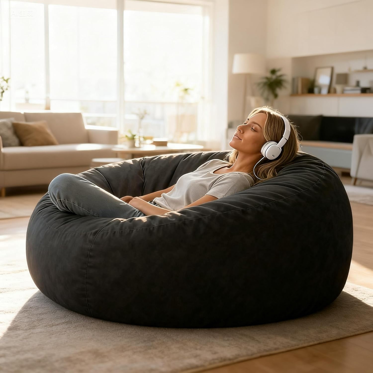 Big Joe Lotus Foam Filled Teardrop Bean Bag Chair with Removable