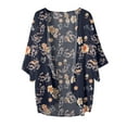 thumbnail image 3 of Cardigan for Women's Plus Size Summer Casual Floral Print Puff Sleeve Cardigan Loose Chiffon Cover Up Blouse Trendy Tops Party on Clearance, 3 of 3