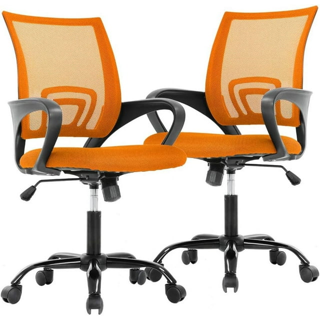 Ergonomic Cheap Desk Mesh Computer Lumbar Support Modern Executive Adjustable Comfortable Mid Back Task Rolling Swivel Chair for Home Pack Orange