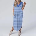 thumbnail image 3 of Summer Plus Size Dresses for Womens 2025 Fashion Sexy Solid Color Pocket Sleeveless V-Neck Dress, 3 of 6