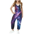 thumbnail image 2 of Odeerbi 5-14 Years Teen Girls Summer Jumpsuit Starlit Sky Camisole Romper Spring Casual Breathable Comfortable Overalls Strap Bib Overall Pants Playsuit, 2 of 6