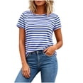 thumbnail image 2 of Otntypg Women's Striped Short Sleeve T-Shirt - Trendy Basic Athletic T-Shirts Loose Soft Crew Neck Casual Summer Tops for Work Weekend, 2 of 8
