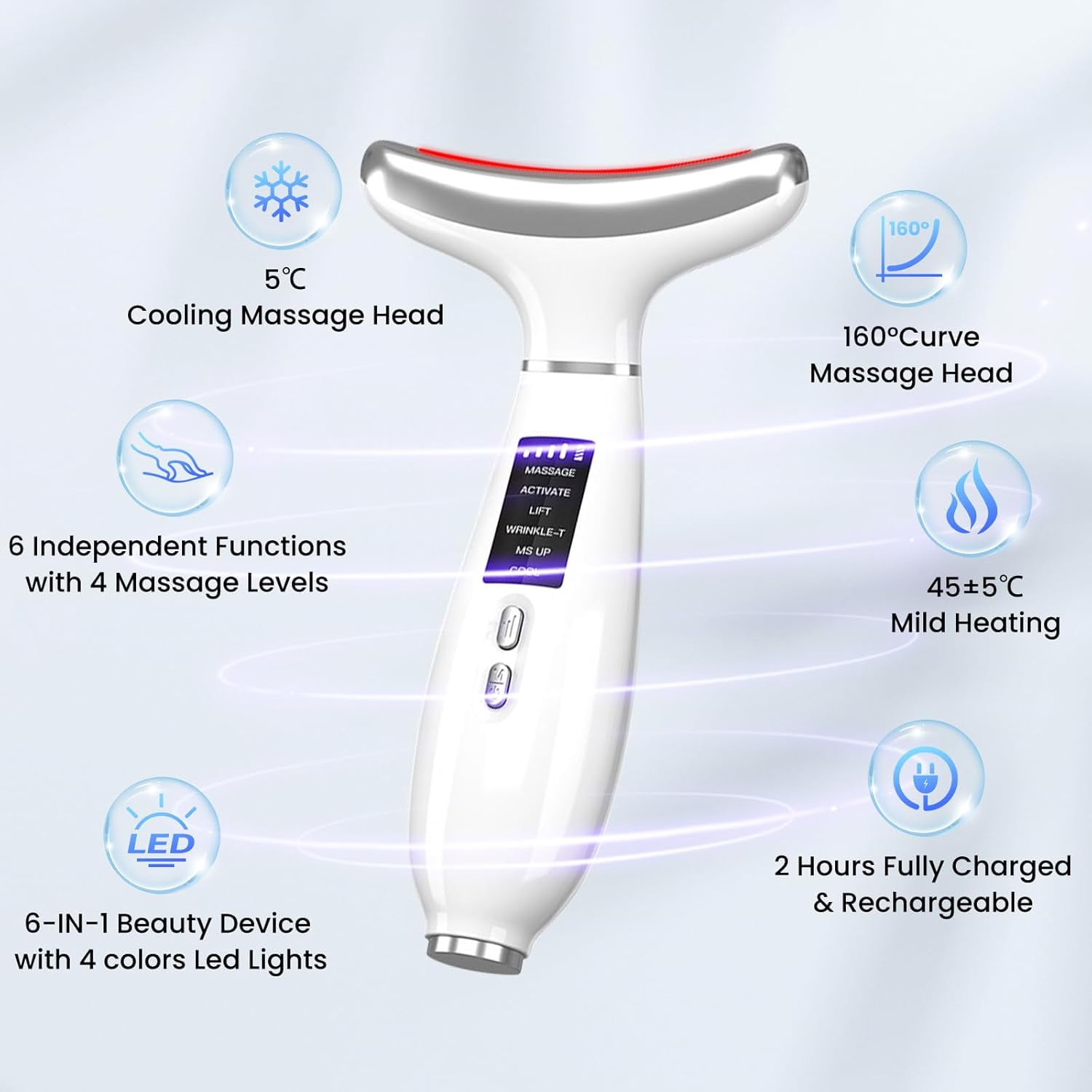 -Red- Light -Therapy -for face,Facial Massager,Skin Care Tool,for Anti-Aging, at Home,Lifting and Tightening Sagging Skin (Pearl White)