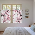 thumbnail image 3 of Pink Flowers Kitchen Curtains 45 Inch Length, Pink Blossoms Botanical Floral Branches Tiers Curtains for Bathroom Bedroom Cafe, Light Filtering Small Window Treatment Short Drapes 2 Panels 42"Wx45"L, 3 of 8