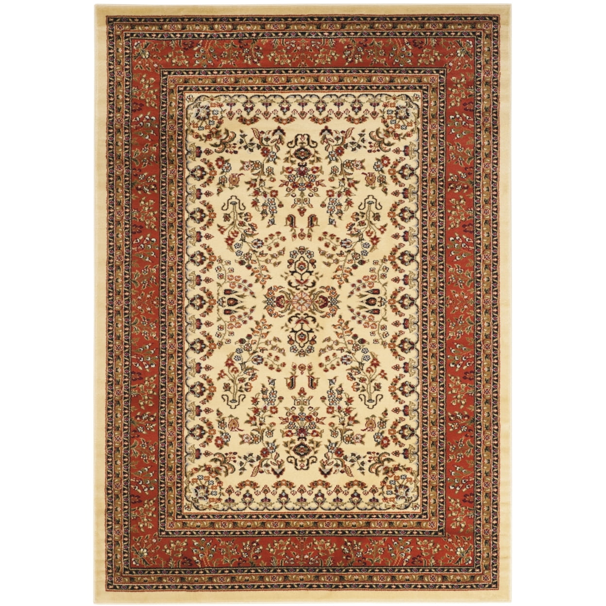 SAFAVIEH Lyndhurst Isadora Traditional Bordered Area Rug, Ivory/Rust, 8' x 8' Round