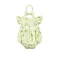 thumbnail image 1 of Biekopu Baby girl Summer Romper 2pcs,Cotton Printed crew Neck Flying Sleeve Romper + Summer Headband, blue/Yellow, 0-24 M, 1 of 1