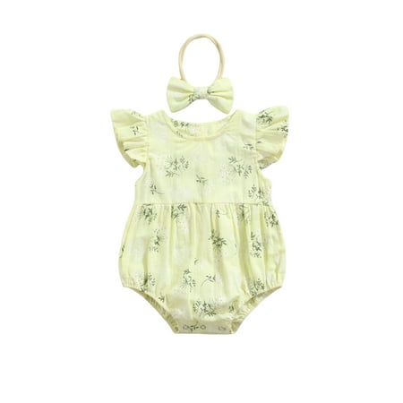

Tregren Toddler Baby Girls Floral Print Ruffled Sleeve Romper Bodysuit Baby Summer Jumpsuit Outfits