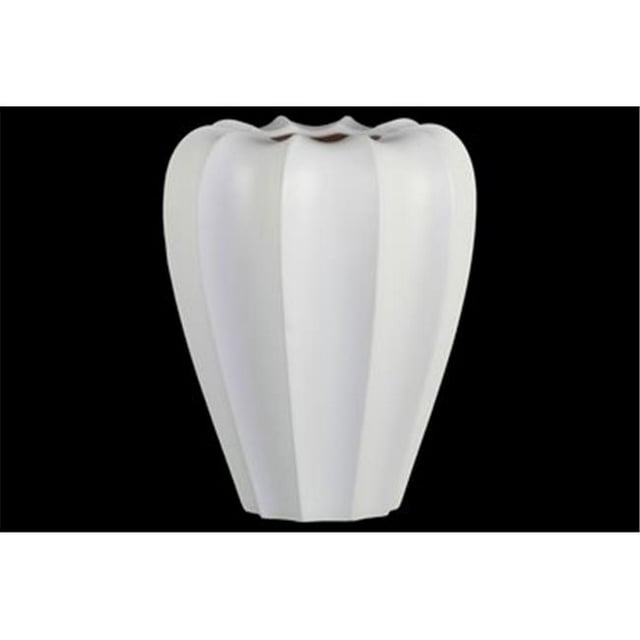 Urban Trends Collection 53028 Ceramic Patterned Vase with Tapered Bottom, White - Large