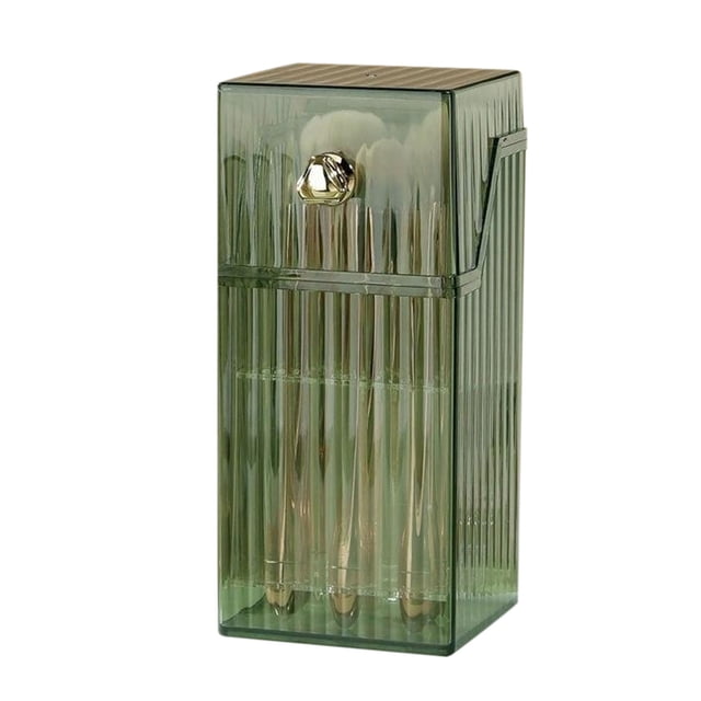 EARKITY Makeup Brush Holder with Lid, Dustproof Cosmetics Make up Brush Organizer Storage, Desktop Makeup Organizer Box With Clear Cover For Vanity and Bathroom and Bedroom