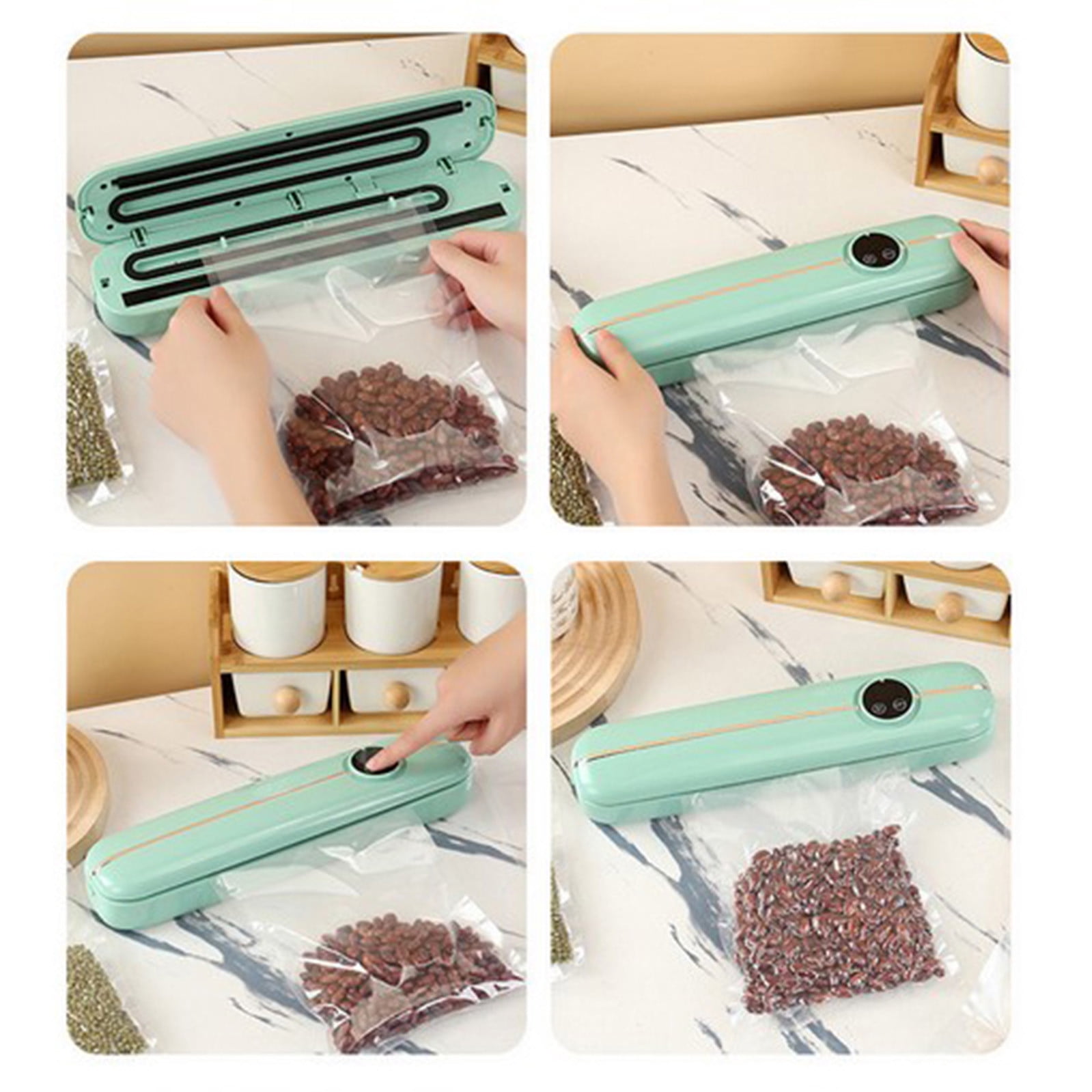 Space Bags Vacuum Storage Bags Jumbo, Food Storage Bags for Vacuum Sealer Automatic Vacuum Sealer Machine Food Preservation Sealing System Compact