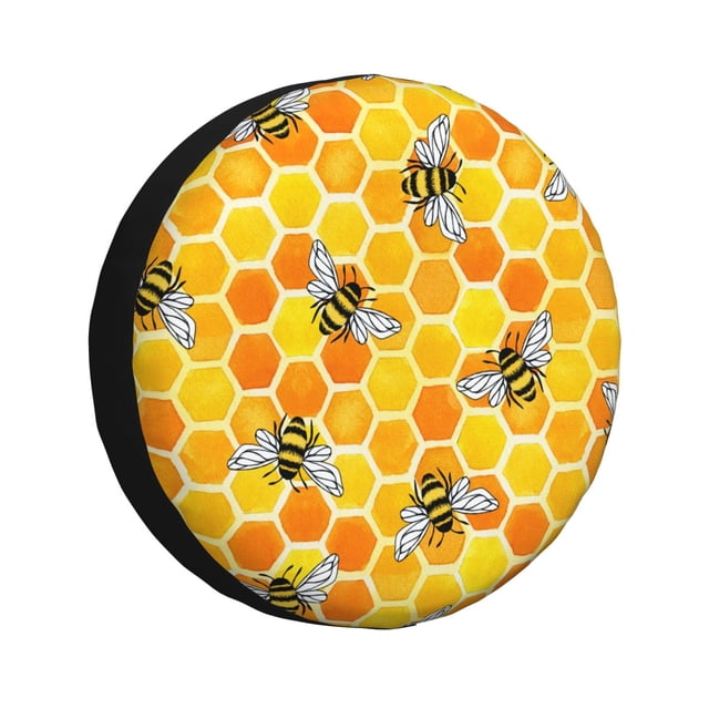 Fotbe Honeycombs Funda de Llanta de Repuesto con Estampado, Engrosada, Ajuste Universal para Jeep, Remolque, RV, SUV, Camión-15 inch