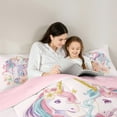 thumbnail image 5 of Manfei Chic Unicorn Full Size Comforter Sets,Cartoon Animal Bedding Comforter Set,Colorful Flower Floral Bedding Sets For Girls,Ultra Soft Home Decor Reversible,3-Piece, 5 of 8