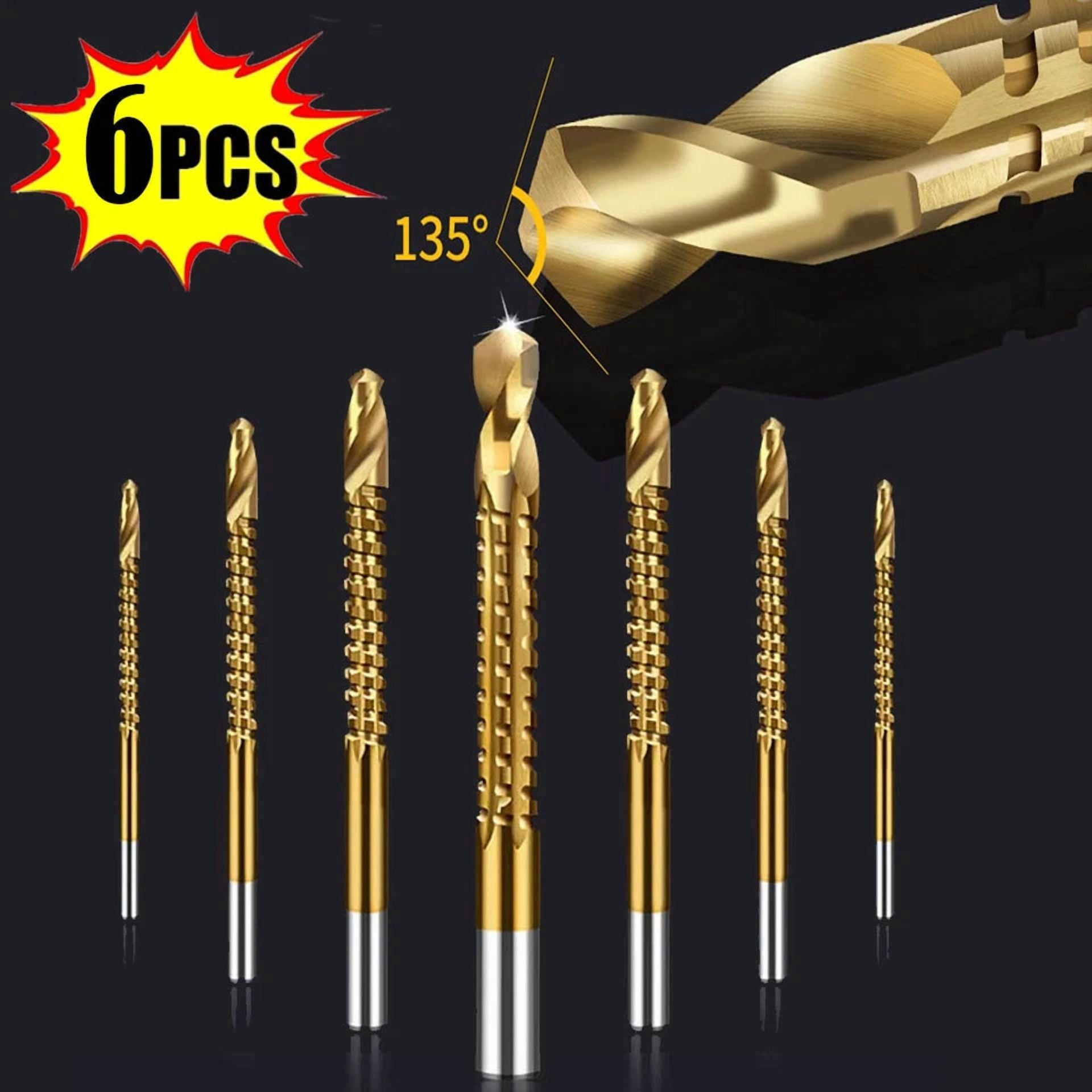 CRESTIN- 6Pc Twist Drill Bit Set Power Tool Accessories Screw Holes For Wood Metal 20%Off