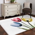 thumbnail image 4 of Colorful Tulips Area&nbsp;Rug 2.7x5ft Blue Red Yellow Floral Non-Slip&nbsp;Washable Square&nbsp;Rugs Soft Felt Indoor Floor Mat for Bedroom Kitchen Living Room Bathroom, 4 of 9