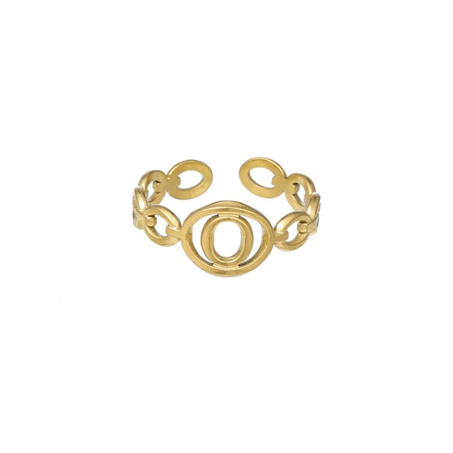 Anillo de 26 letras chapado en oro de acero de titanio Anillo de dedo índice de apertura en inglés Anillo hueco Wmkox8yi sjalhkljlk1978