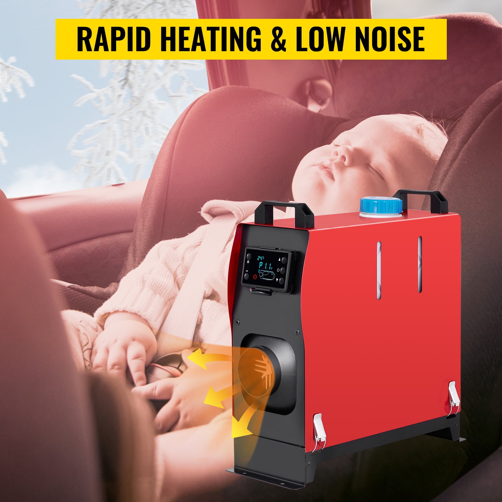 VEVOR Diesel Air Heater All in One 12V 5KW,Diesel Parking Heater with Black LCD Switch & Muffler & Wireless Control for Car Bus Truck Boat