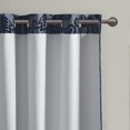 thumbnail image 4 of 108"x50" Amelia Knitted Jacquard Paisley Total Blackout Grommet Top Curtain Panel, Machine Washable for Easy Care, Fit up to 1.25 Inches Rod in Diameter, Navy, 4 of 9