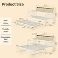 thumbnail image 3 of Asofer Twin Daybed, Trundle & Metal Frame with Upholstered Storage Headboard & Charging Station, White, 3 of 10