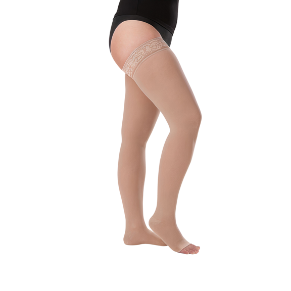Juzo Soft 20-30 mmHg Compression Stockings, Thigh High, Closed Toe | Compression Socks for Moderate Varicosities & Edema, Post-Sclerotherapy, Post-Op | Beige, X-Small (I)