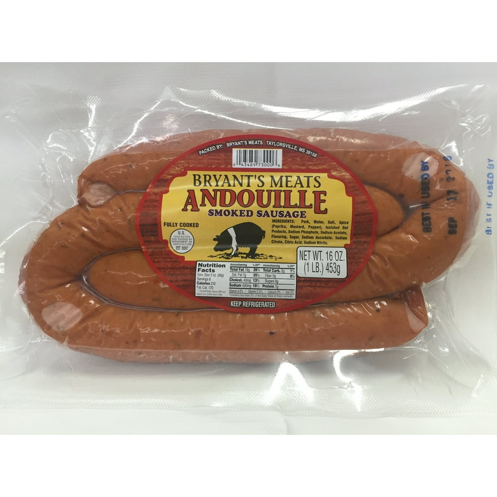 Bryant's Meats Pork Andouille Sausage, 1 Lb.