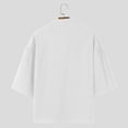thumbnail image 5 of CLOISE 3/4 Length Sleeve Mens Tops Bell Sleeve Shirts Loose Solid Color V Neck Pullover Casual Fall Clothes White S, 5 of 8