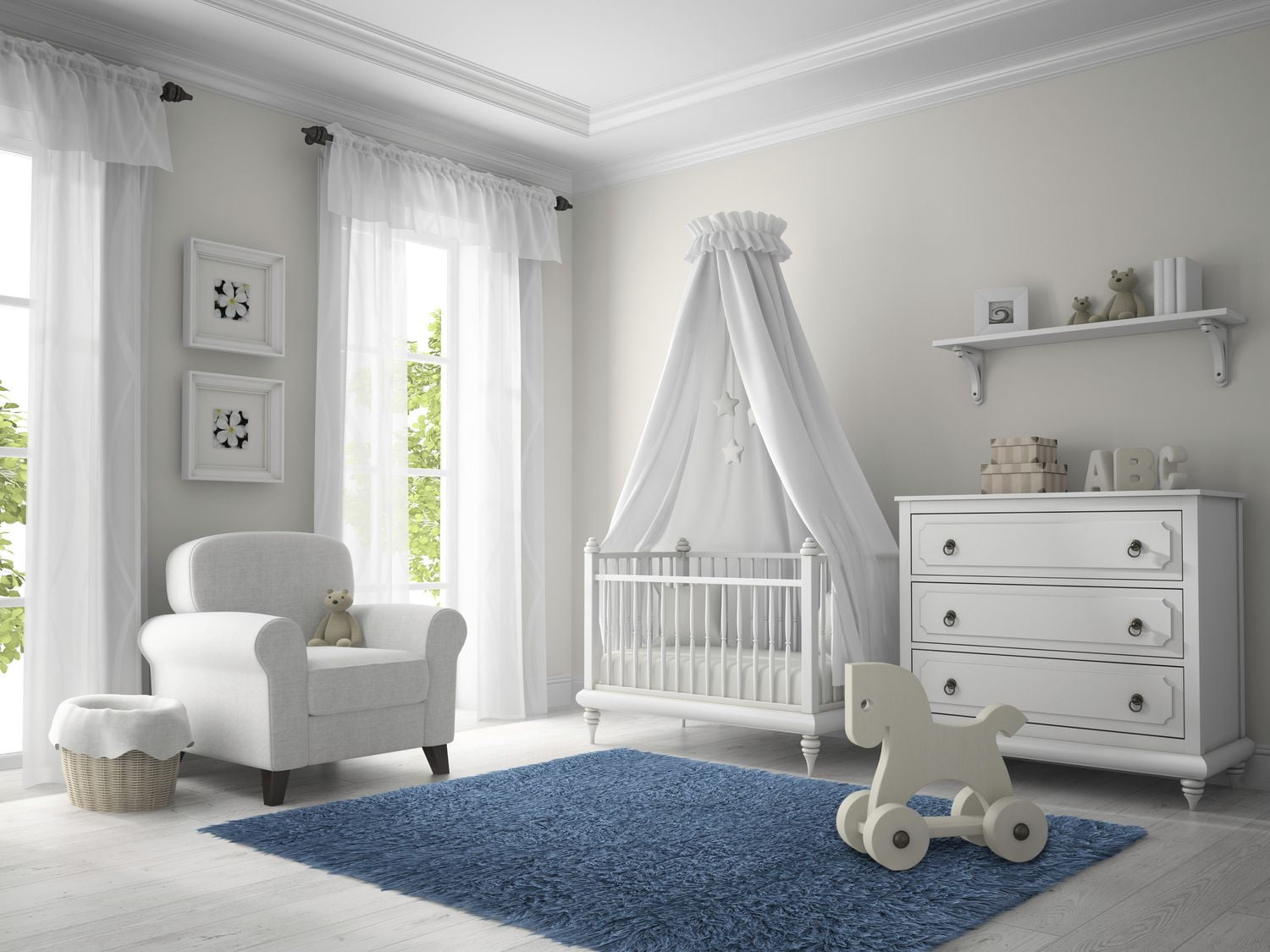 New Flokati 1400gr 3'6" x 5'6" Accent Rug, Denim Blue