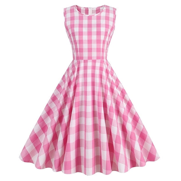 Puntoco Vestidos Mujer Verano Moda Mujer Corte Contraste Cuello Alto Lunares Vestido Grande