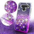 thumbnail image 2 of LG Aristo 5,Aristo 5 Plus,Fortune 3,Phoenix 5,Risio 4,K8X,K31,Tribute Monarch Case w/ Tempered Glass Screen Protector Liquid Quicksand Glitter Cute Bling Girls Women [Shock Proof] - Clear/Purple, 2 of 5